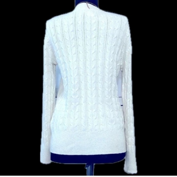 EUC Charter Club Small Sparkly Cream Cable Knit Sweater - Picture 5 of 13